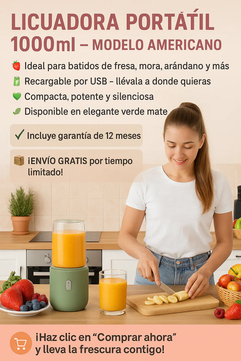 LICUADORA PORTATIL 500 ml ¡TU BATIDO AL MOMENTO!